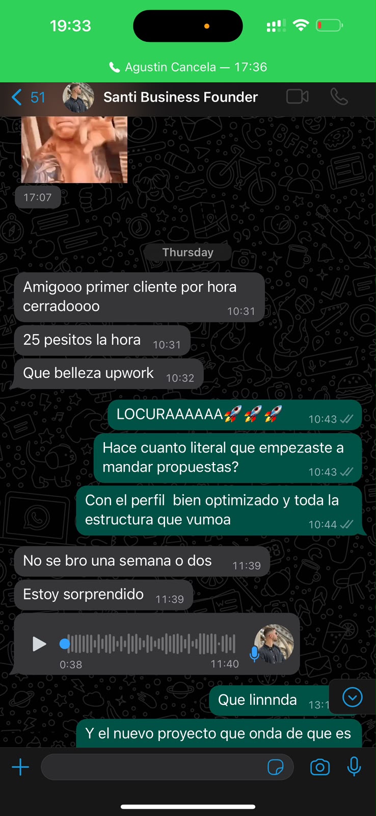Santi · primer cliente en Upwork