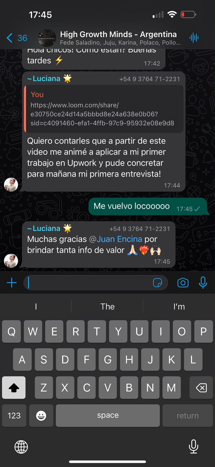 Luciana · entrevista al día siguiente