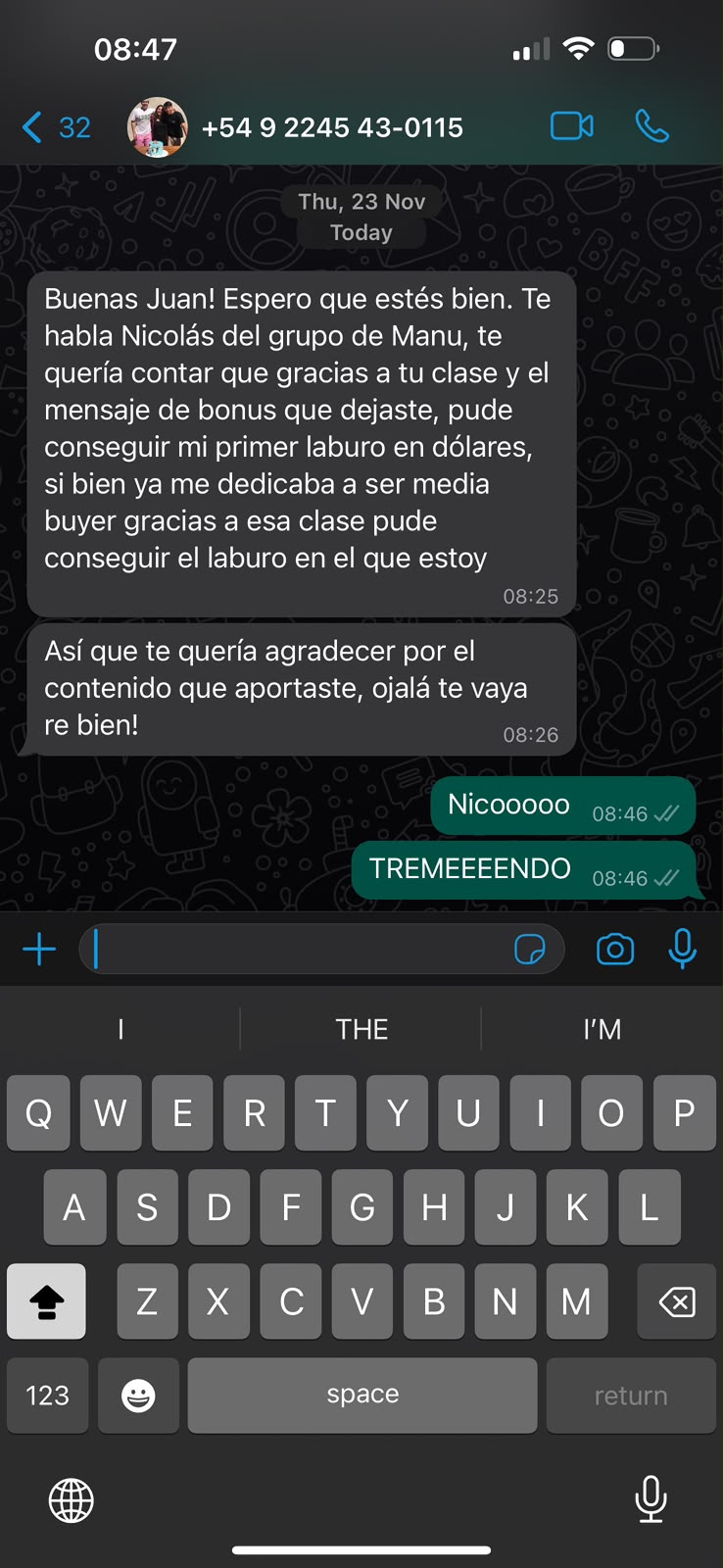 Nicolás · primer laburo en dólares